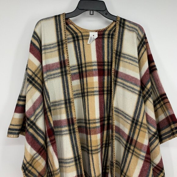 Woolrich Blanket Wrap Shawl Plaid Open Front Poncho - Picture 3 of 9